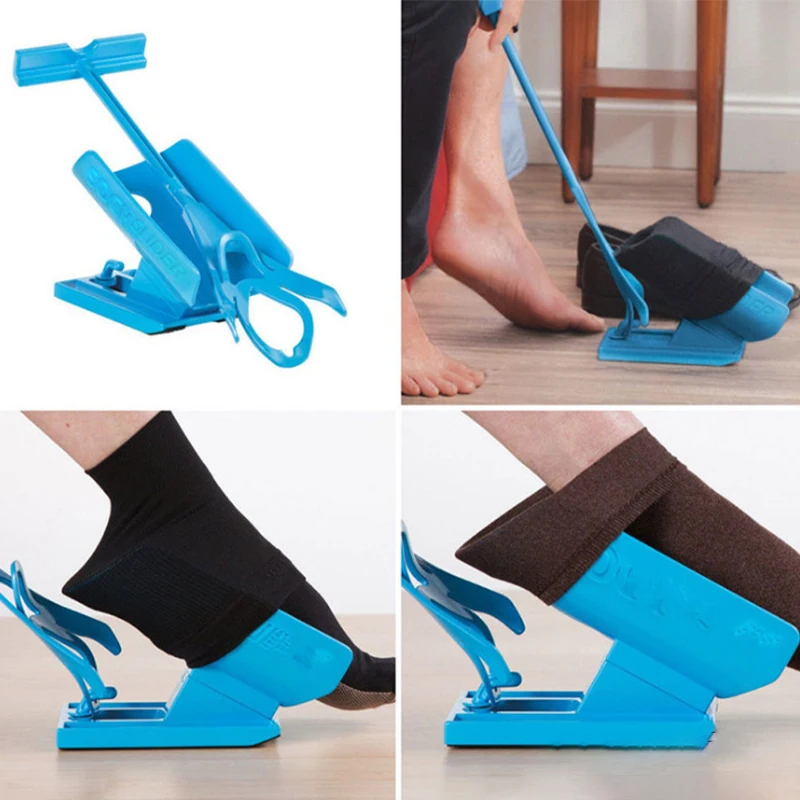 1pc Sock Slider Need not Bending Put On Or Off Socks Aid Blue Helper Kit Socks Foot Brace Support Personal Health Care