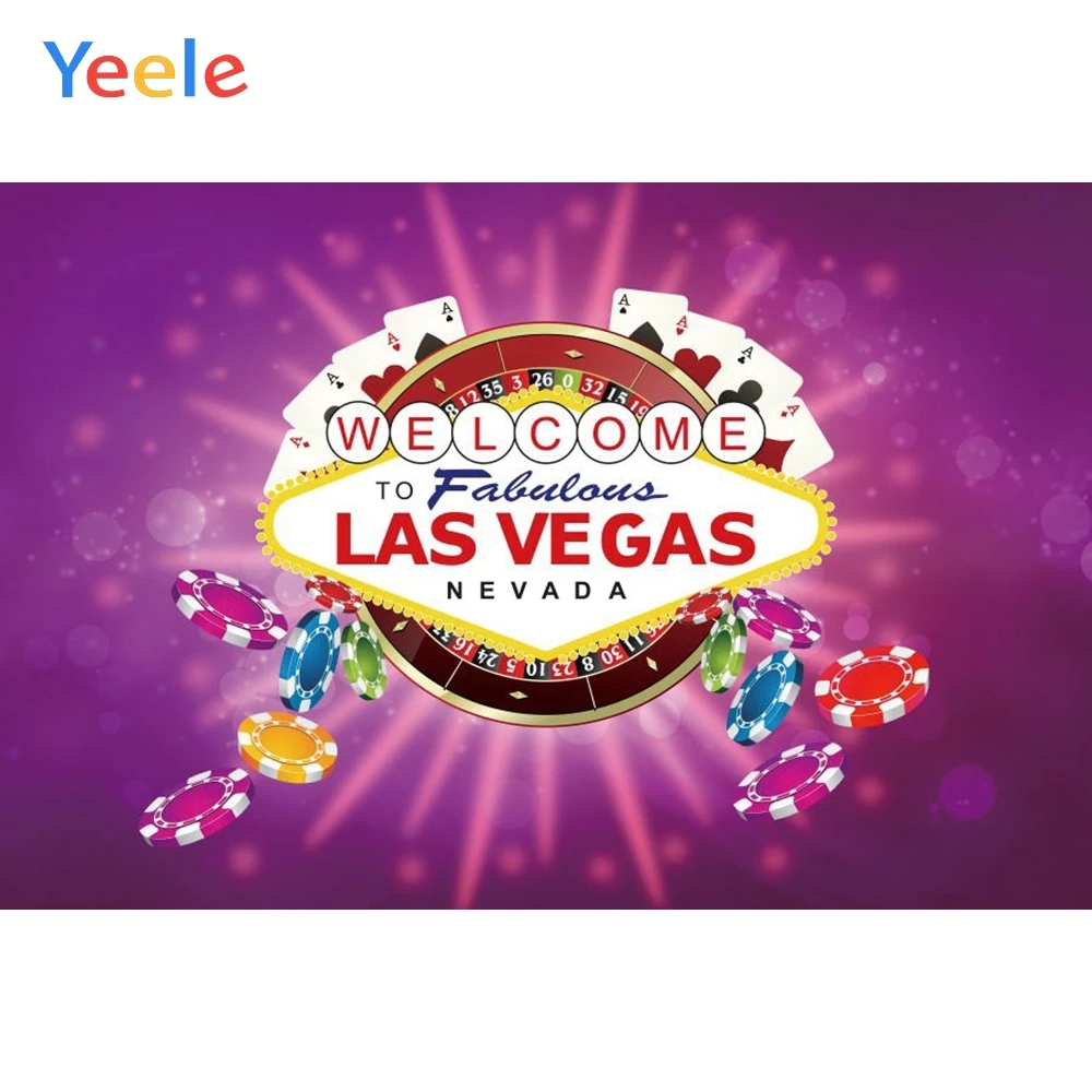 Welcome To Las Vegas Fabulous Party Background Casino Purple Backdrop for Photography for Photo Studio Photophone Custom Vinyl