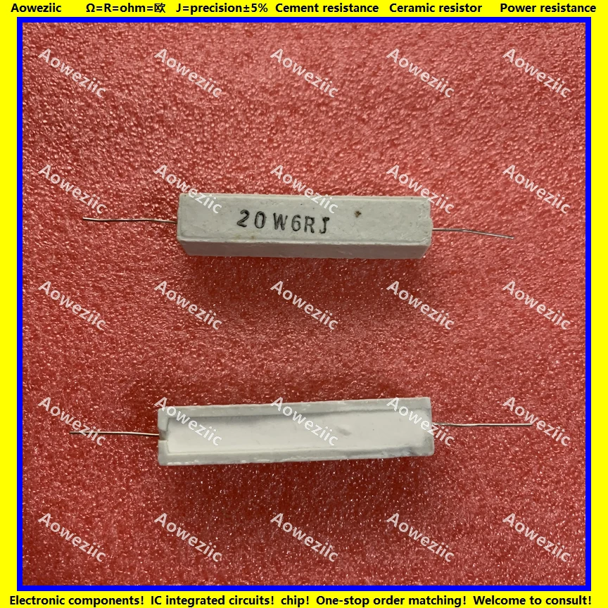 

10Pcs RX27 Horizontal cement resistor 20W 6 ohm 20W 6R 6RJ 20W6RJ 6ohm 20W6R Ceramic Resistance precision 5% Power resistance