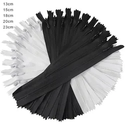 3# Black White Mini Invisible Zippers Nylon Coil For Tailor Sewing Crafts Nylon Zipper Dress Sofa Cover Zippers 13/15/18/20/23cm