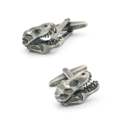 Men's Dinosaur Skull Cufflinks Novelty Animal Head Design Vintage Color Brass Cuff Links Wholesale&retail