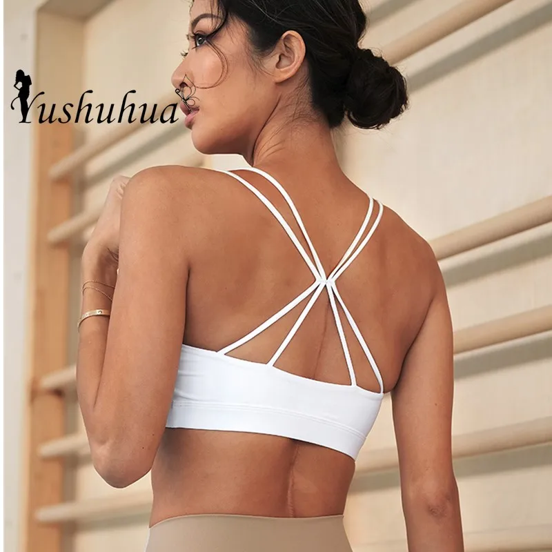 

Sexy X Cross Straps Gym Sports Bra Women Wireless Yoga Fitness Top Push Up Yoga Bra Crop Top Activewear Suspender underwear