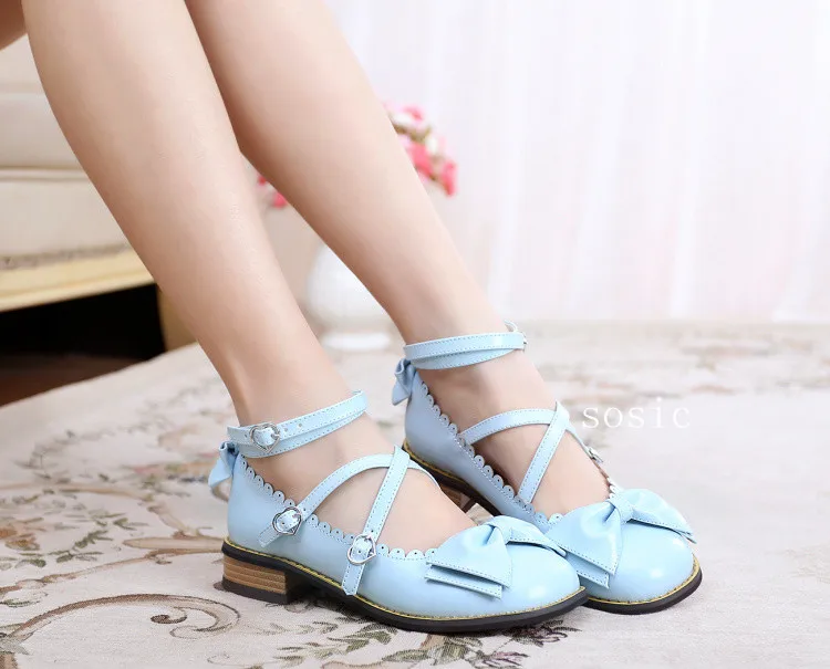 Japanese sweet lolita shoes cross strapst low heel 2cm tea party kawaii girl cosplay shoes comfortable women shoes loli cos