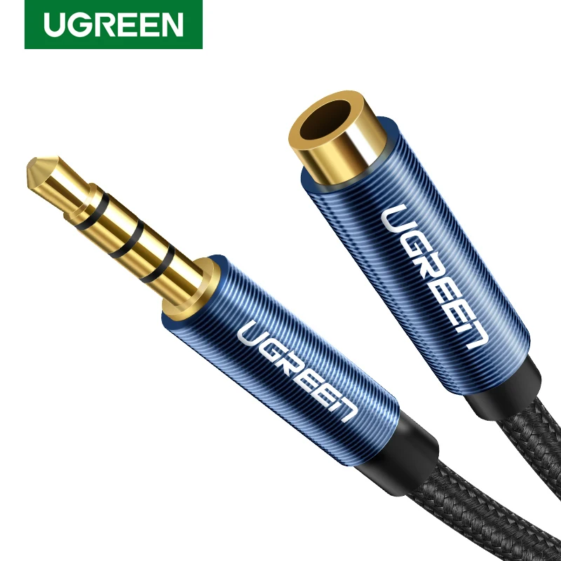 UGREEN-3.5mm 잭 수-암 연장 3.5 AUX 케이블, 마이크 포함, 아이폰 스마트폰 태블릿 용 스테레오 오디오 어댑터