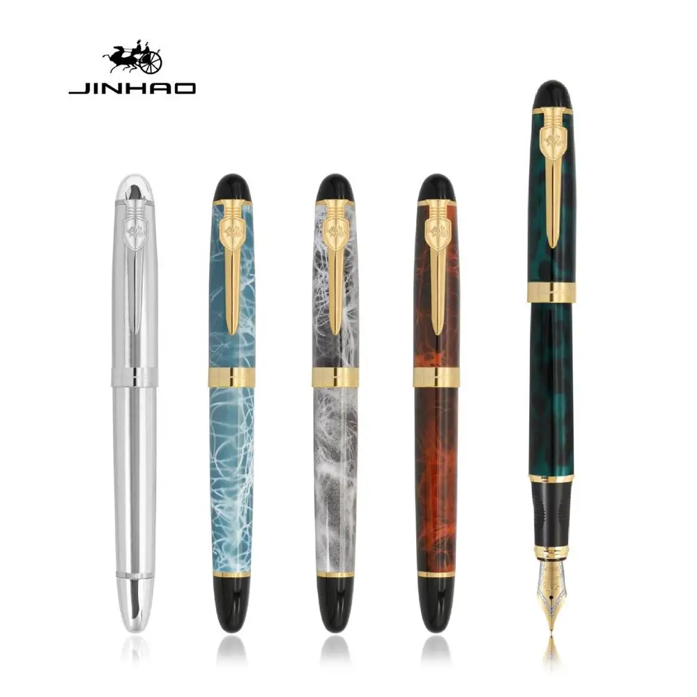 Jinhao Royal Fountain Pen, Sword & Shield Clip, Luxury Gold Ring Trim, Medium Nib, Office Signature School Calligraphy A6167