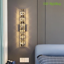 Light Luxury LED Wall Lamp Crystal Gold Chrome Stainless steel Bedside Living room Aisle Wall Sconce Beautiful Lighting Fixture