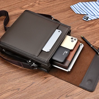 Luxury Brand Messenger Bag Men Leather Side Shoulder Bag For Men Business Office Work Bag Male Briefcase Casual Crossbody Bag - Image 6