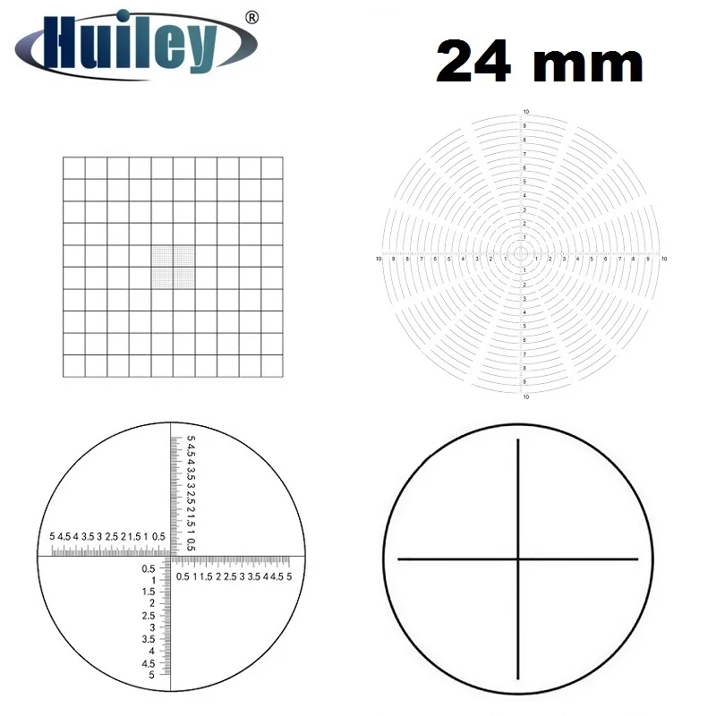 Eyepiece Micrometer Diameter 24mm Optical Glass Cross Ruler Net Concentric Circles Rings Needle for Stereo Microscope 30 30.5mm