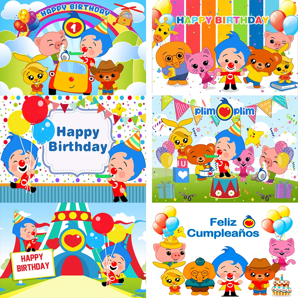 Plim Hintergrund Kinder 1st Geburtstag Party Fotografie Cartoon Schwein Bär Foto Hintergrund Regenbogen Vinyl Dekoration Requisiten Banner