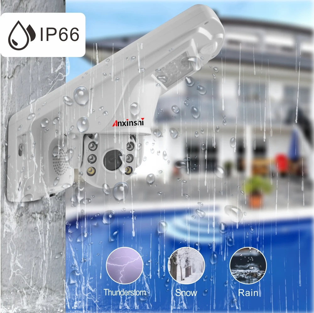 Anxinshi Outdoor WiFi PTZ IP Camera With Wall Lamp Human Tracking Two Way Audio Security Protection Surveillance Night Vision  ﻿