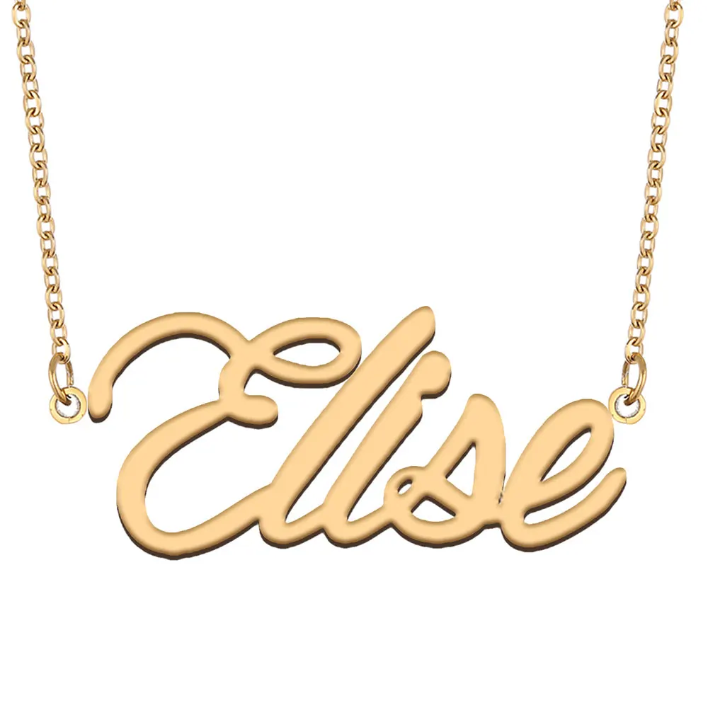 Elise Name Necklace Women Stainless Steel Jewelry Gold Plated Nameplate Chain Pendant Femme Mothers Girlfriend Gift