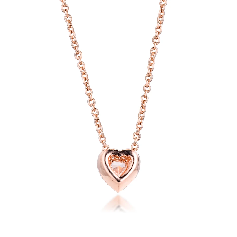 2020 Winter Rose Sparkling Heart Necklace Fits Rose Gold Jewelry Charms & Beads Original Necklace Chain Woman DIY