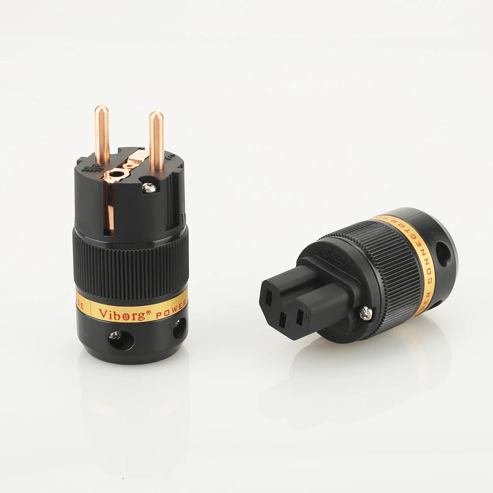 

High Quality Viborg VE501+VF501 Pure Copper Schuko Power Plug Connector +IEC Female Connector Plug HIFI