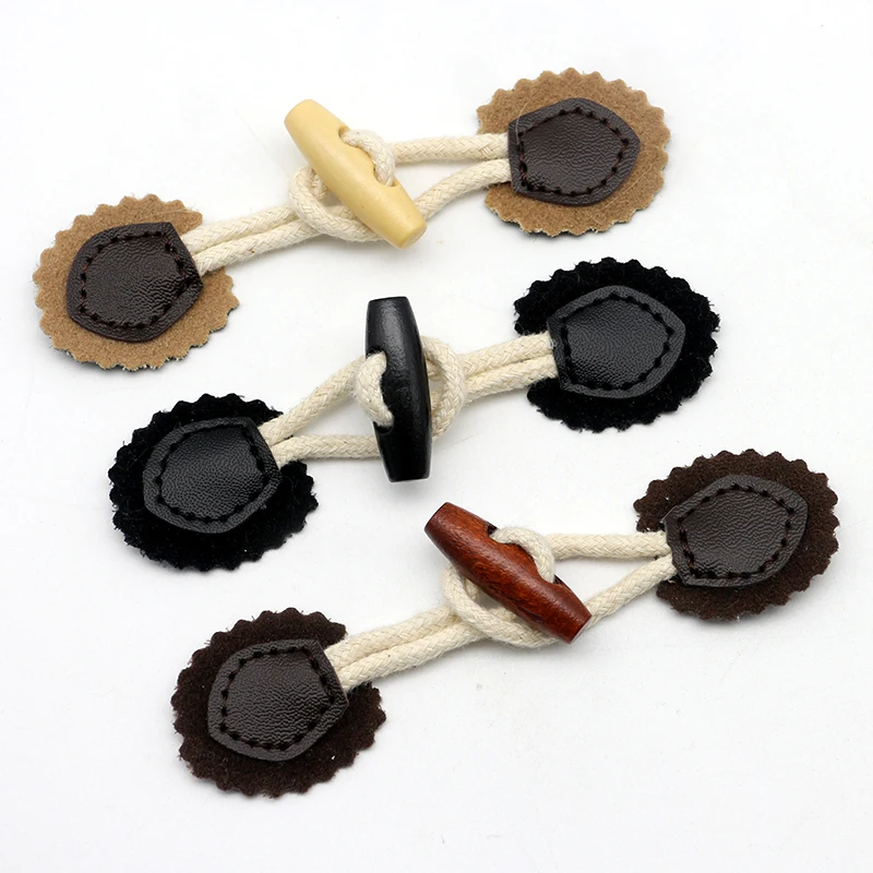 A Pair Horn Buttons Women\'s Coat Buttons for Sewing Jacket Coat Cardigan Handwork Clothing Decoration Buckle Cowhide/Leather