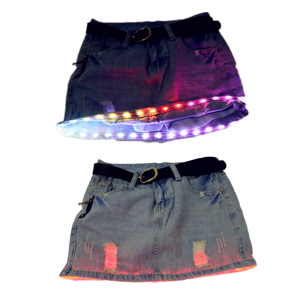 Fashion Mini Led Sexy Rok Party Nachtclub Mini Rokken Mode Vrouwelijke Ingericht Strakke All-Over Rok