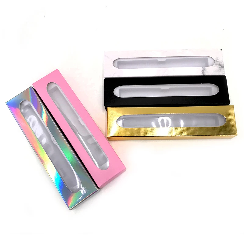 Paper Box For Diamond lip Eyeliner Glue Pen Empty Holographic Marble Adhesive Eye Liner Boxes with White Tray