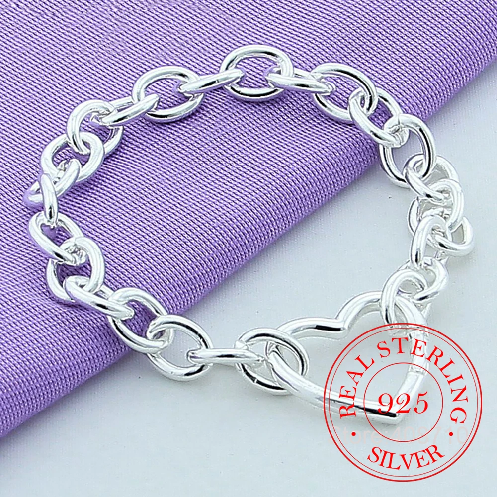 Women Bracelets 925 Sterling Silver Heart Buckle Bracelet For Women Romantic Bracelets Silver 925 Jewelry