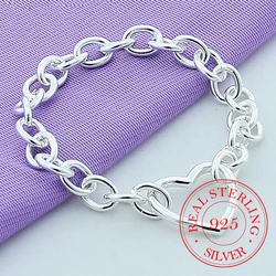 Braccialetti da donna Bracciale con fibbia a cuore in argento sterling 925 per donna Braccialetti romantici Gioielli in argento 925