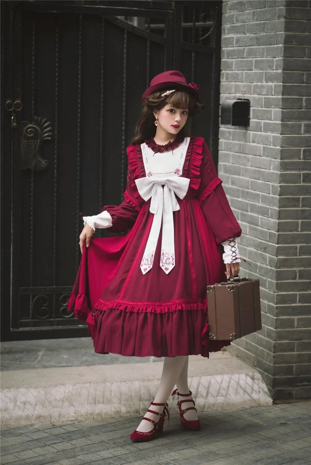 Prinzessin tee party süße lolita kleid palace spitze bowknot stehen laterne hülse kawaii kleid mädchen loli cosplay gothic lolita op