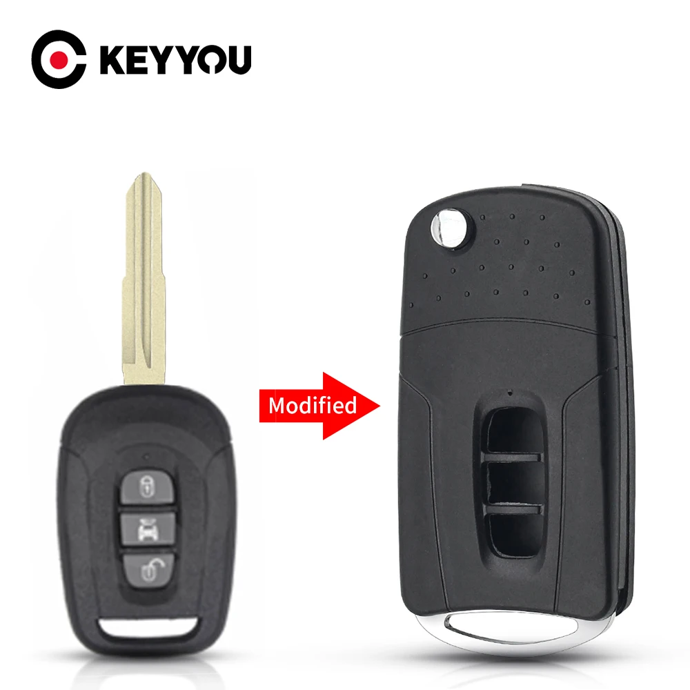 KEYYOU Modified Flip Folding 3 Buttons Remote Car Key Shell Fob Case For Chevrolet Captiva 2006-2009 Key Case Cover