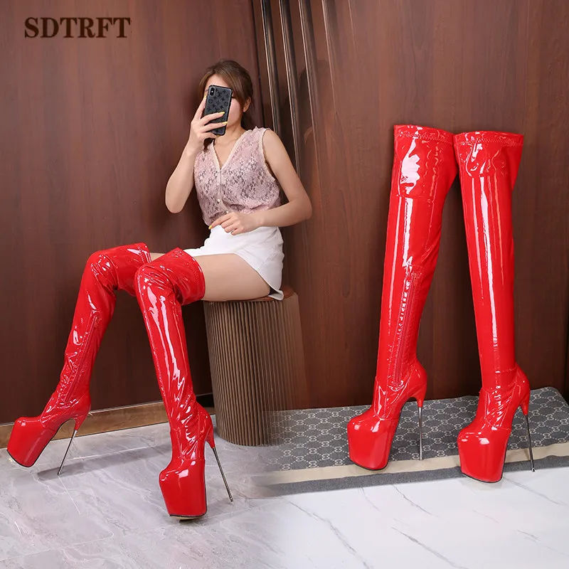 SDTRFT 20cm Ultra Thin High Heels Over The Knee boots Platform unisex botas mujer ladies Cosplay Pumps women Motorcycle shoes