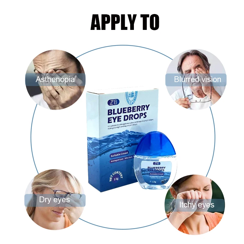 Blueberry Eye Drop Relieves Red Eyes Discomfort Blurred Vision Dry Itchy Eyes Clean Detox Care Dressing