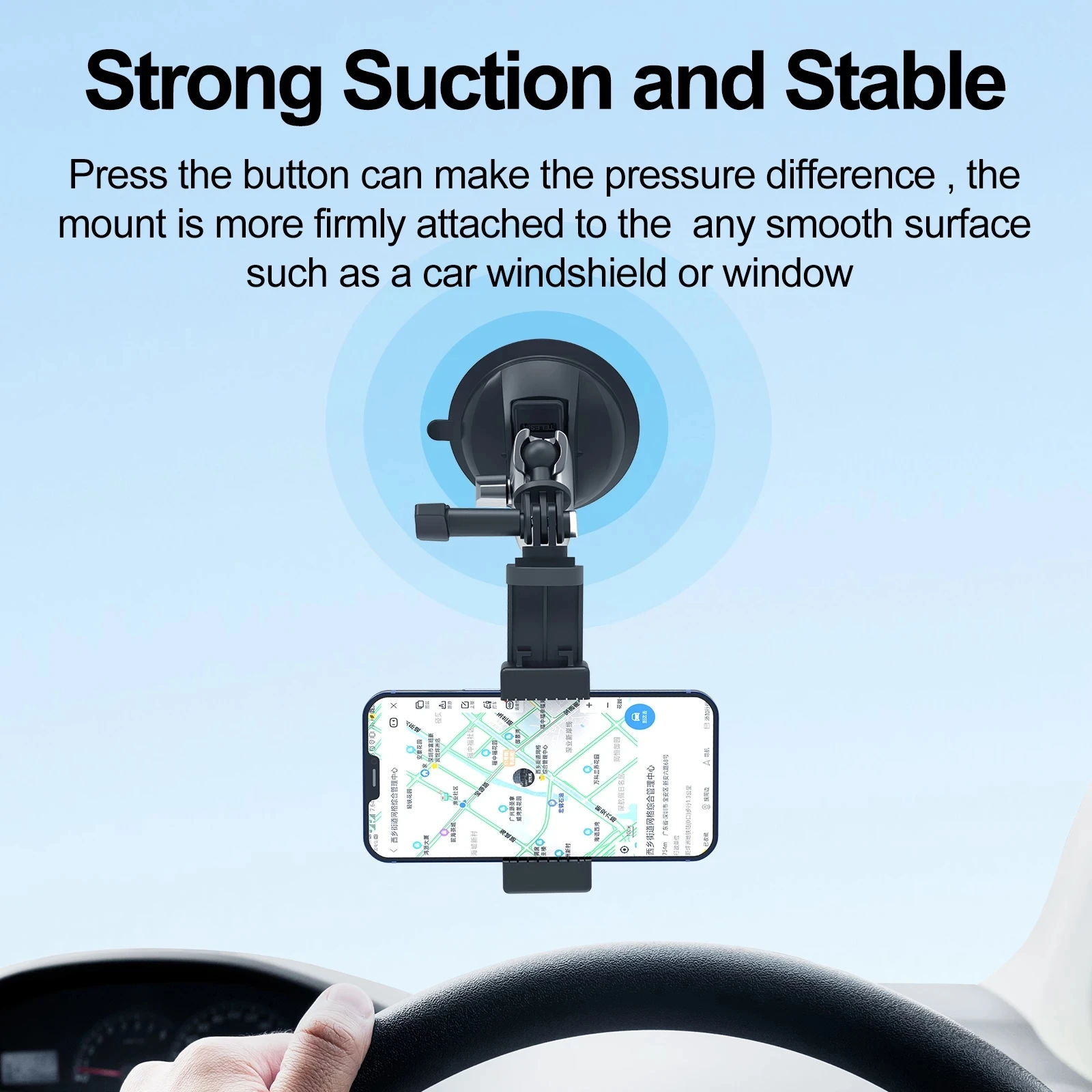 TELESIN Car Suction Cup Phone Holder 360° Adjustable Universal 1/4 Adapter For GoPro 11 12 13 Insta360 DJI Action 4 iPhone 15 16