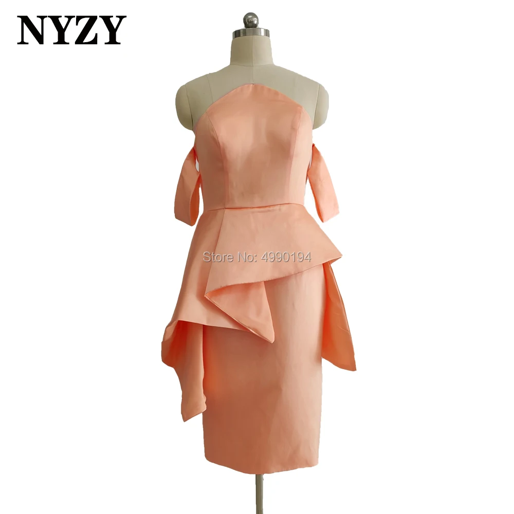 Satin Vàng Ngắn Xếp Ly Eo Thời Trang NYZY B2 Trang Phục Trang Trọng Cho Tiệc Cưới Dành Cho Buổi Tối Homecoming