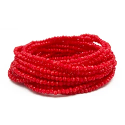 1mm Faceted Flat Red Glass Crystal Beads Round Loose Spacer Beads Handmade for Jewelry Making DIY Bracelet Necklace