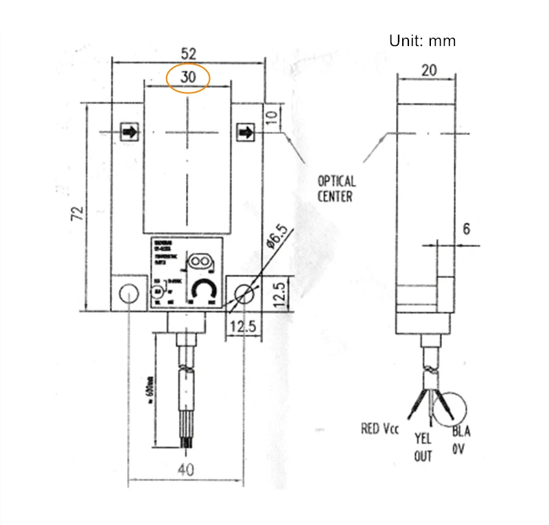 U-förmiger Schlitz-Lichtschranke E3S-GS30E4 Aufzugs-Hebestandsensor NPN NO 3 Drähte 12 V-24 V 30 mm Infrarot-Näherung EIN AUS – Detail 8