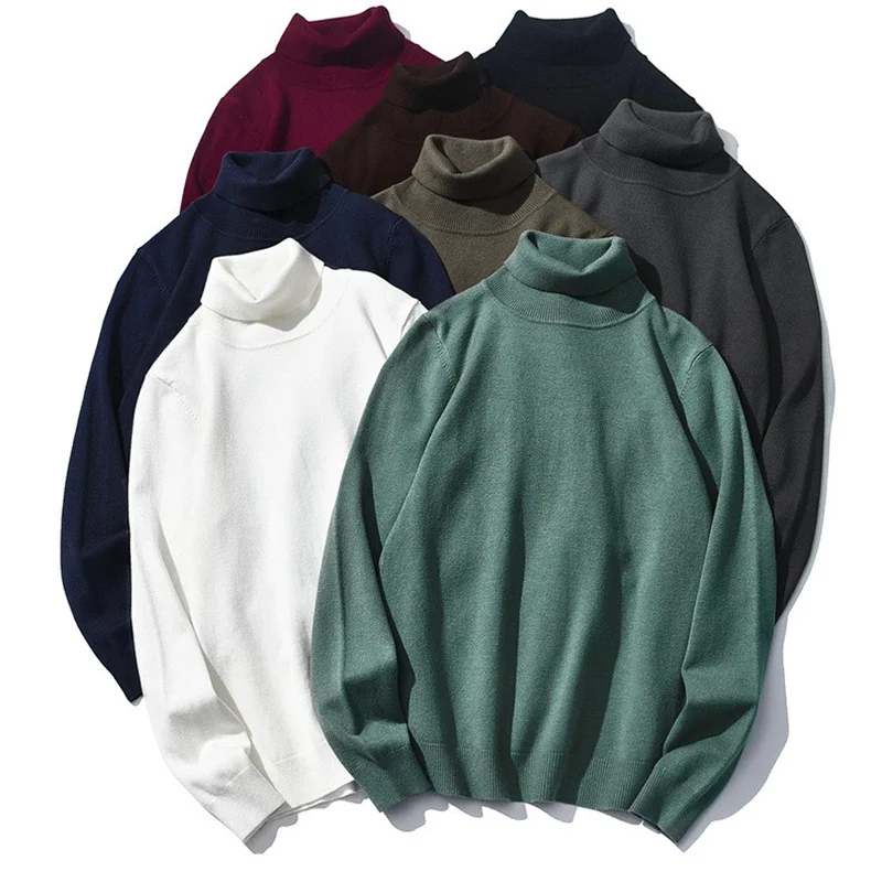 New high necked harbor style ins solid color thread men's sweater design sense Japanese Pullover Sweater loose for outside wear