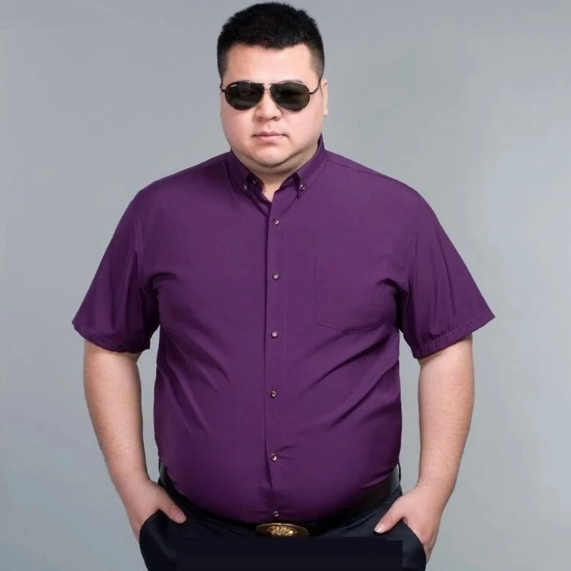 

high quality Men Plus Size Shirt 9xl 10xl 12xl 14xl summer short Sleeve Business Big Size Fashion Work Dress merry Shirt 70 68