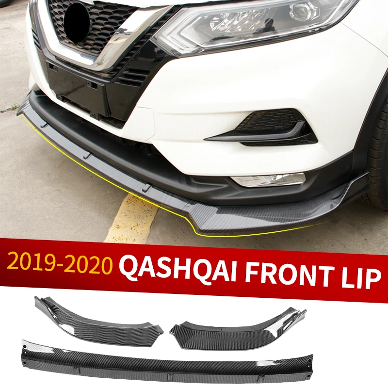 

For Qashqai Front Lip Shovel Bumper Diffuser Spoiler Splitter Three-segment Automobile Exterior Accessories 2019 2020