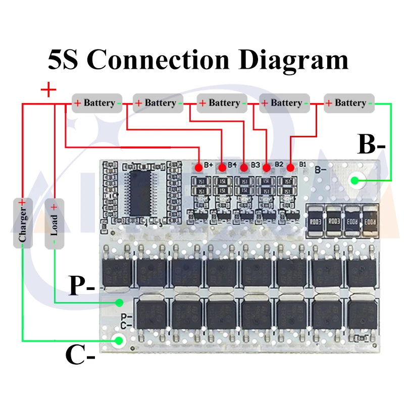 3S/4S/5S BMS 12V 16.8V 21V 18V 3.7V 100A Li-ion LMO Ternary Lithium Battery Protection Circuit Board Li-Polymer Balance Charging