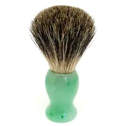 TEYO – brosse à barbe en poils de blaireau purs, avec manche en résine vert émeraude, parfaite pour le rasage humide et la crème