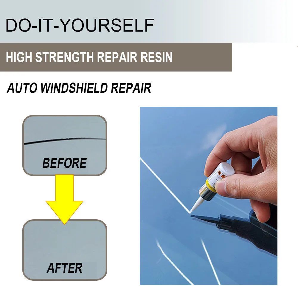 Líquido de reparación de ventanas de coche, Kit de reparación de arañazos de vidrio agrietado, líquido de reparación de parabrisas, herramienta de