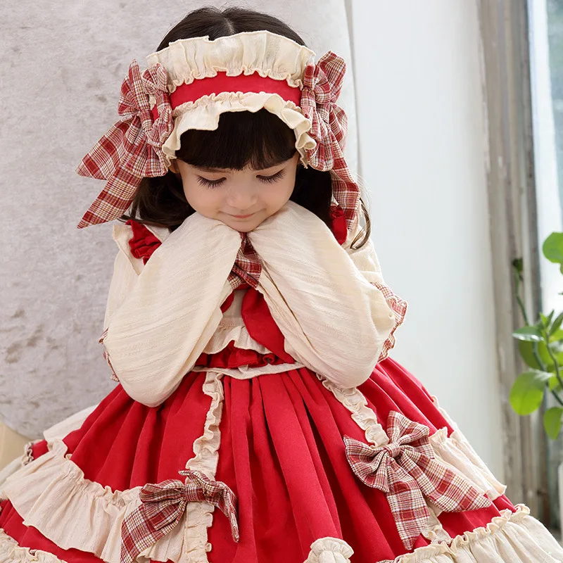 Boutique New Toddler Girl Lolita Dress Autumn and Winter Long-Sleeved Children\'s Retro Princess Clothes