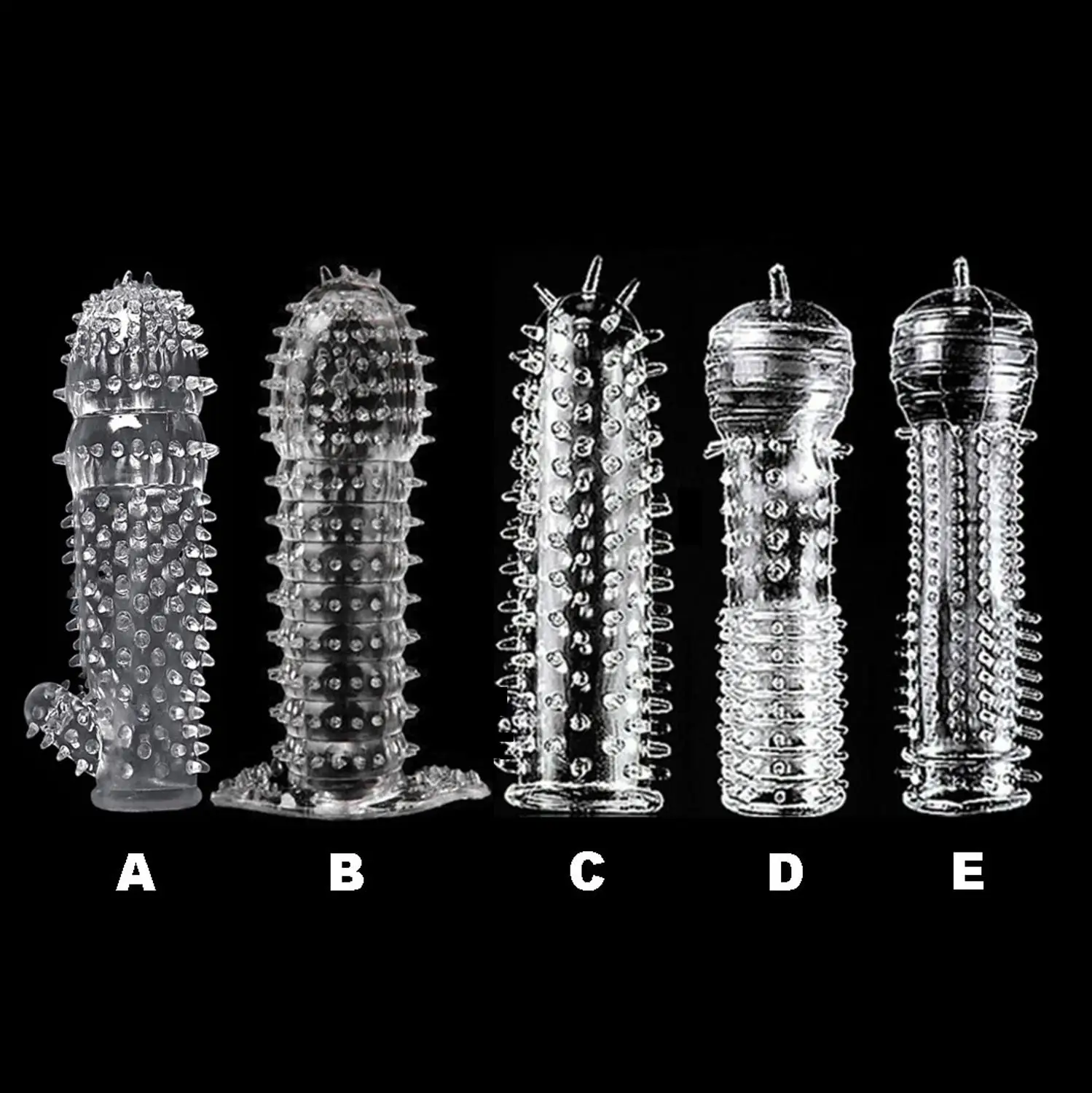 

Reusable Silicon Condom With Spike Dotted For Men dildo sheath Condoms Extender Penis Sleeve cover Cock Ring Sex Toys