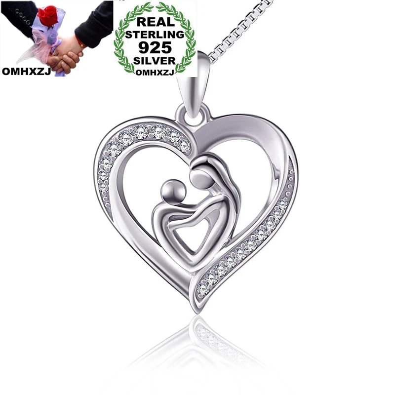 OMHXZJ CA305 Wholesale European Fashion Fine Woman Party Birthday Gift Heart Hug AAA Zircon 925 Sterling Silver Pendant Charm