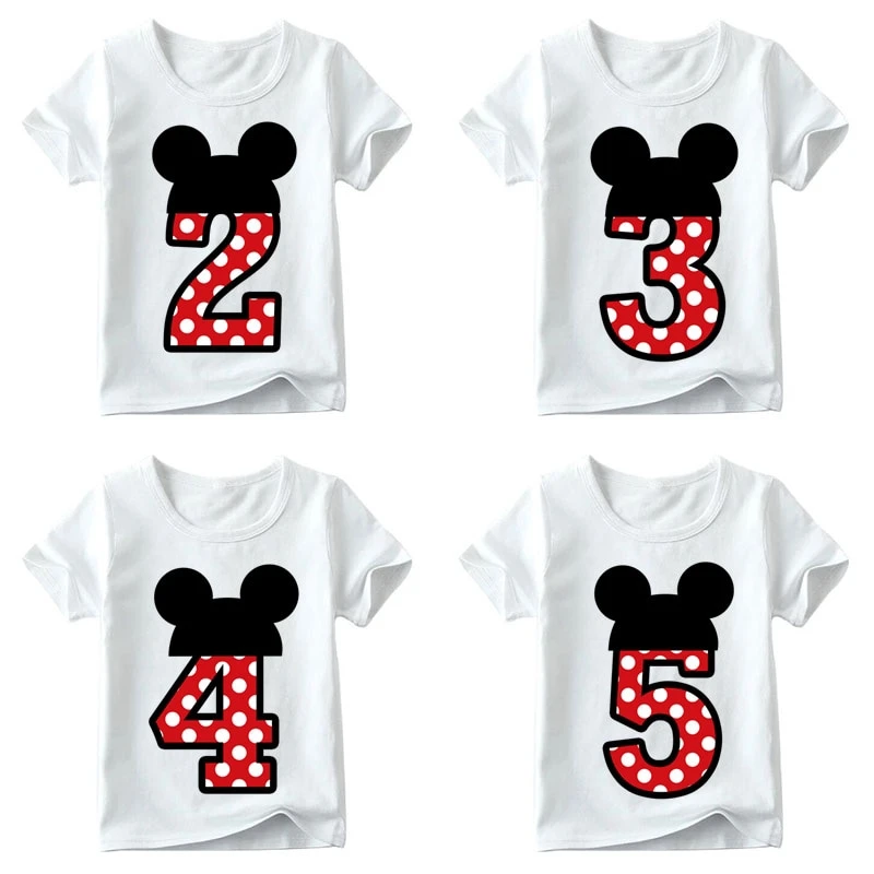 

Cartoon T Shirt for Girls Tshirt Girl Children Red Dot Kids Clothes Boys Letter Bow Number 1 2 3 4 5 6 7 Print Graphic T Shirts