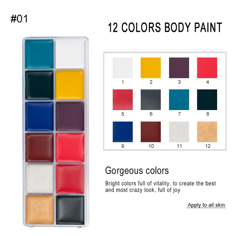 SFX Make-up-Set, 12-farbig, Gesichts- und Körperbemalung, Öl, Bühne, Spezialeffekte, Halloween, Wunde, Narbe, Wachs, Make-up, gefälschte Schorf, Blutspatel, Farbe – Detail 11