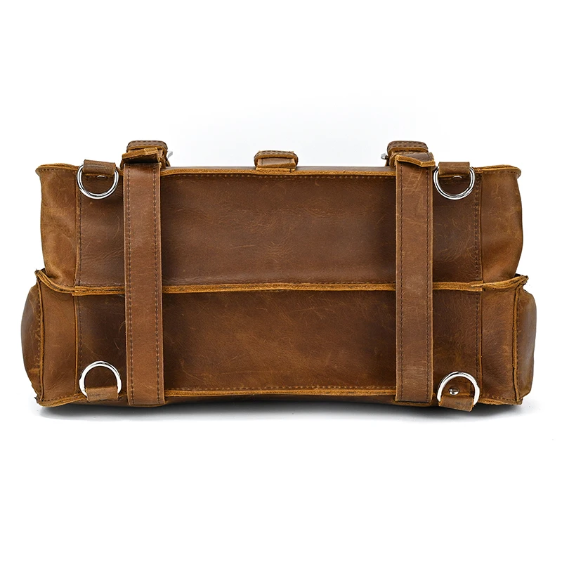 Vintage Leather Briefcase 100% Genuine Leather Business Shoulder Bag With Cover 15.6 Inch Computer Bag Solid Cowskin