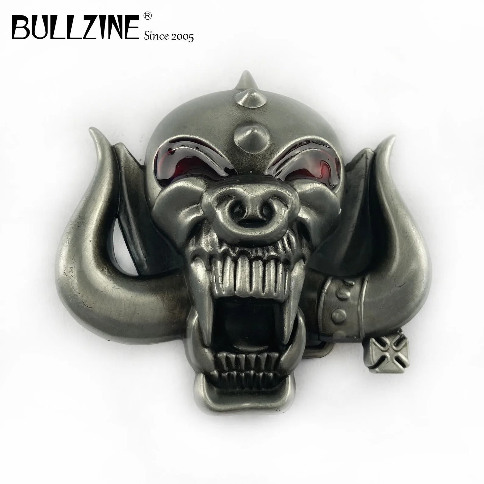 BULLZINE zinc alloy SKULL head belt buckle pewter finish FP-02755 LUXURIOUS HOT motor belt buckle jeans gift belt buckle