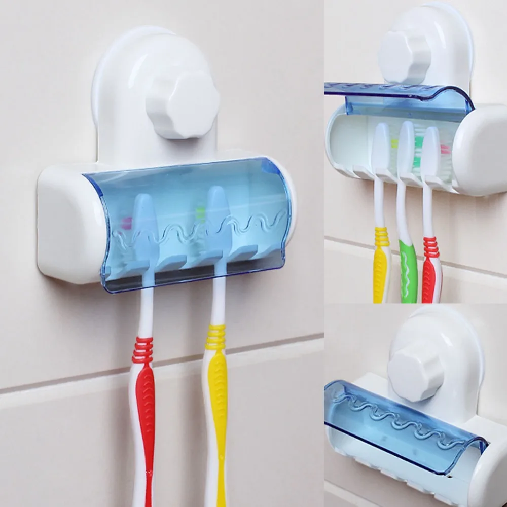 2017 Toothbrush Spinbrush Plastic Suction 5 Toothbrush Holder Wall Mount Stand Rack Home Bathroom Accessories