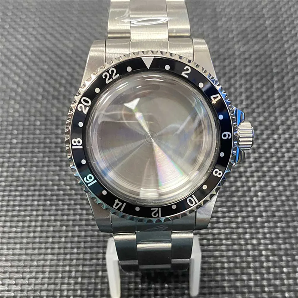 ​39.5mm Watch Case OysterSteel Strap GMT Bezel Toothed Ring Watch Accessories For NH35A/ NH36/ 4R36 Movement