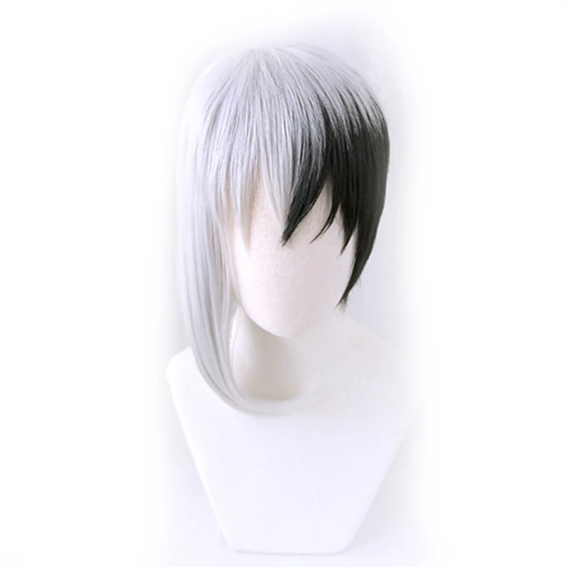 Anime Dr.Stone Asagiri Gen Cosplay Wig Short Black and White Wig  Heat-resistant Fiber Hair + Wig Cap Party Men