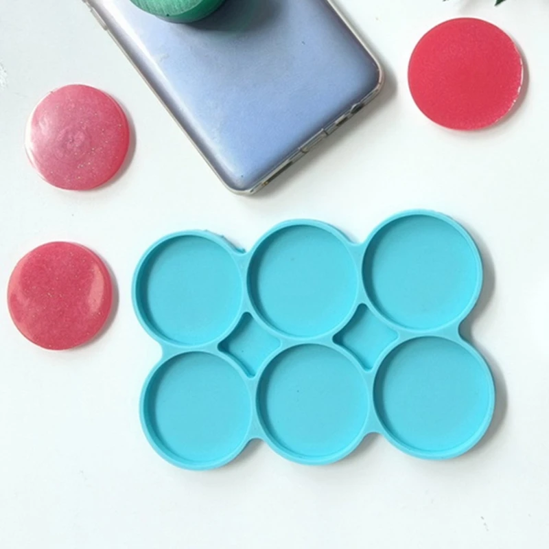 Round Coaster Resin Epoxy Silicone Molds 6-Bundle Disc Circle Tray with Hole Jewelry Casting Necklace Pendant Keychain Charms No