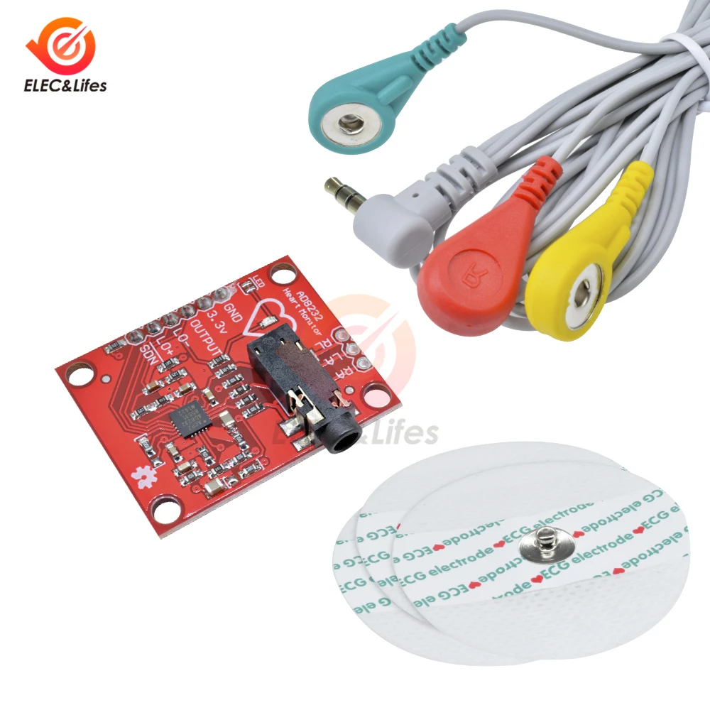 ECG Monitor Module AD8232 ecg measurement pulse heart rate ecg monitoring sensor module diy kit