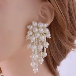 Zouchunfu 2020 Wedding Jewelry Simulated Pearl Long Earrings For Women Korean Fashion Big Small White Beads Earring Bijoux Gift