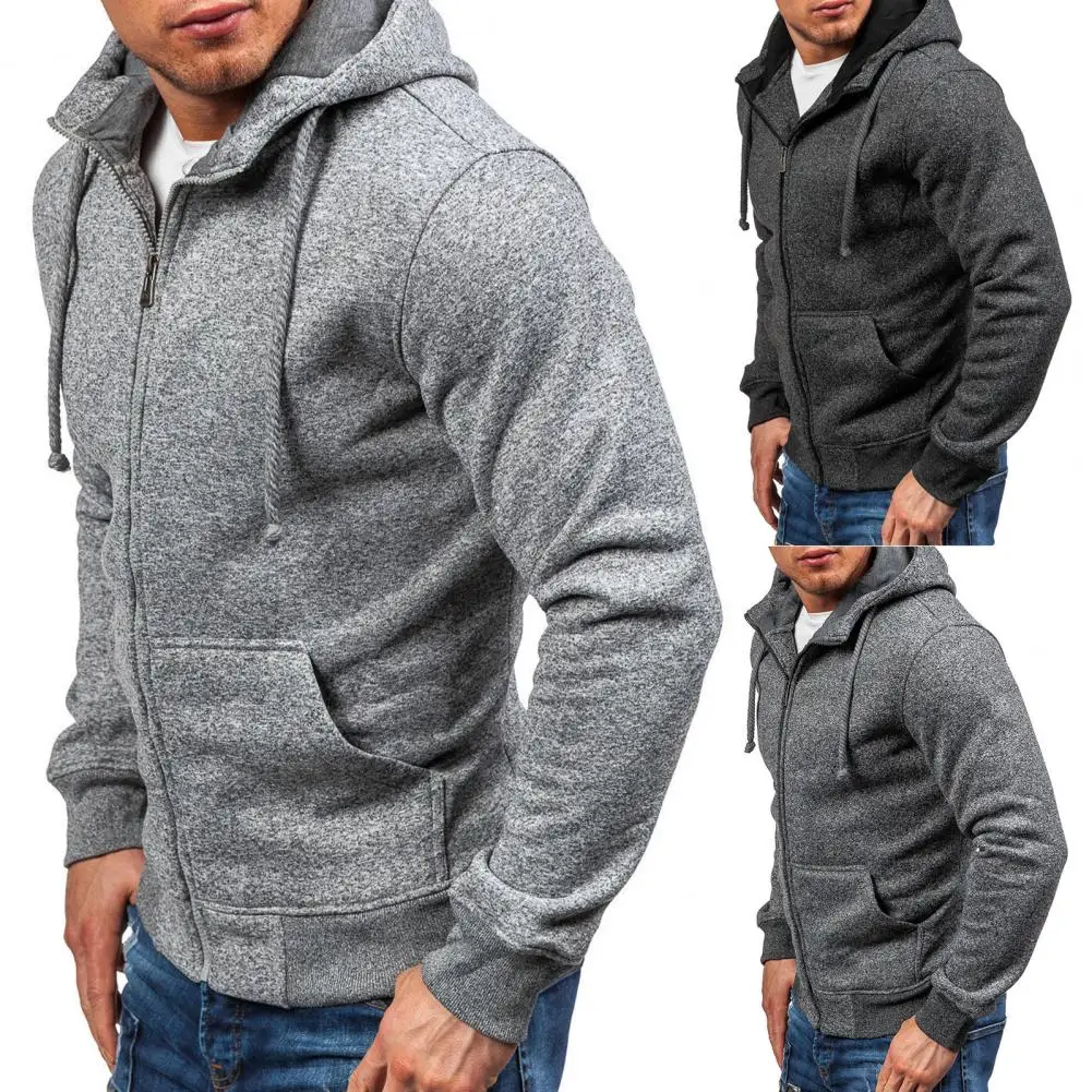 Autumn Winter  Casual Zipper Ribbed Cuff Sweatshirt Male Sweatshirt Long Sleeve   for Office